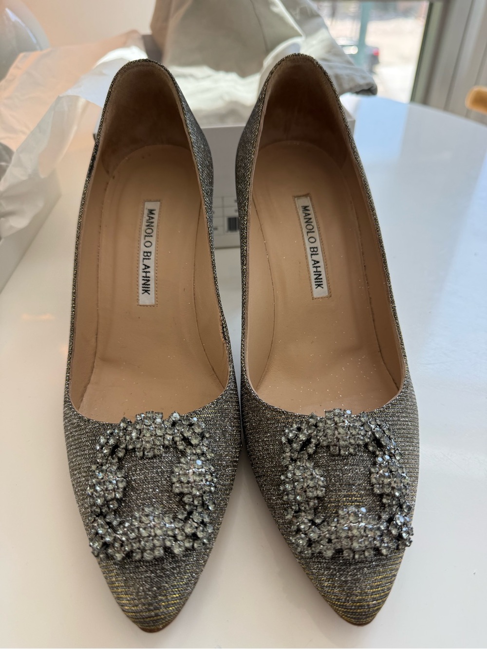 Manolo Blahnik Hangisi Pumps, 38.5